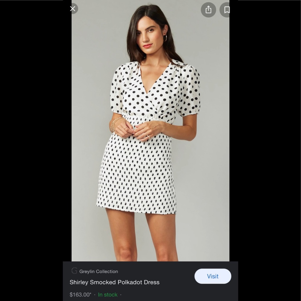 GREYLIN Shirley Polka Dot-Print Smocked dress - Small